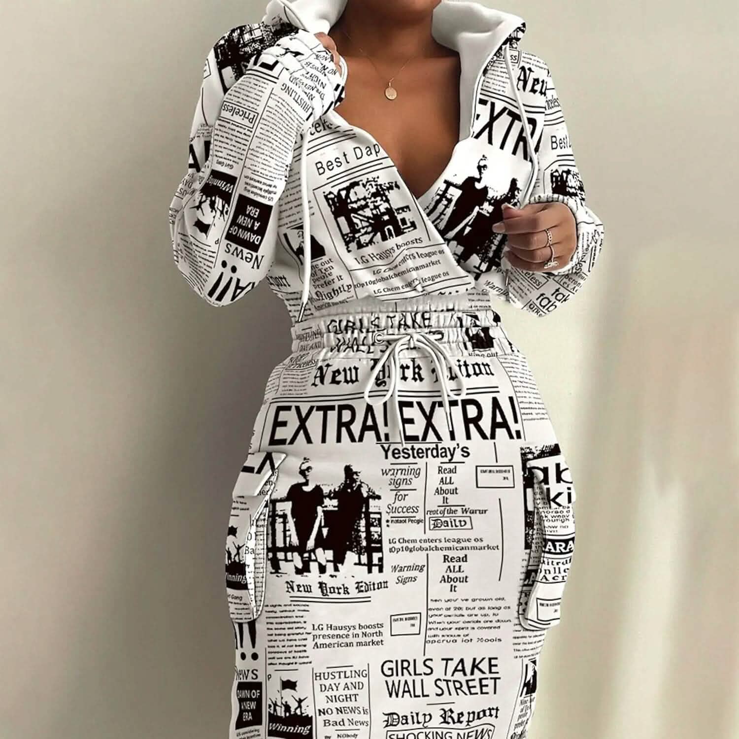 Women's Casual Long Sleeve Sweatshirt Dress - Khaki / 2XL Women's Casual Long Sleeve Sweatshirt Dress - Khaki / 2XL