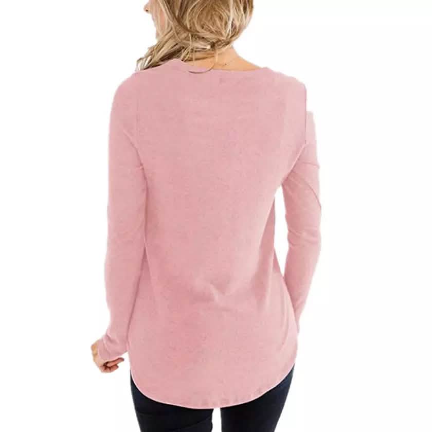 Women's Casual Long Sleeve T-Shirt Criss Cross V-Neck Basic Tees Tops Women's Tops - DailySale
