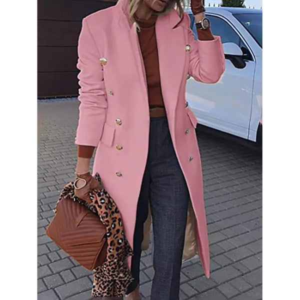 Women's Coat Regular Fit Warm Casual Jacket Long Sleeve Solid Color Women's Outerwear Pink M - DailySale