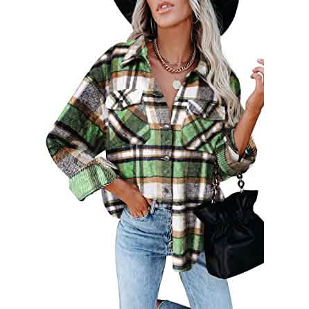 Womens Corduroy Button Down Shirts Women's Tops Green S - DailySale