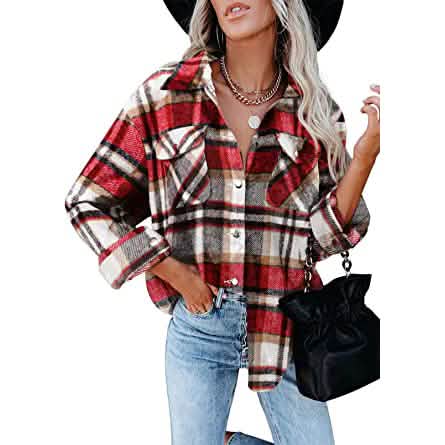 Womens Corduroy Button Down Shirts Women's Tops Red S - DailySale