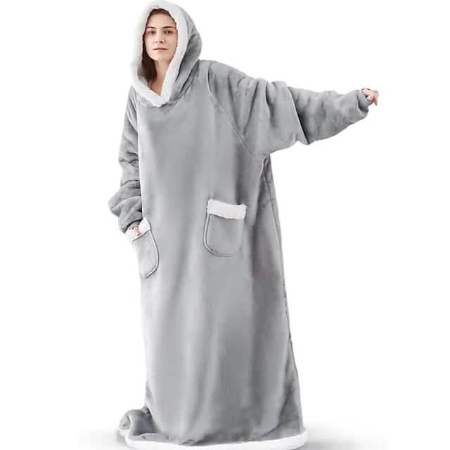 Women's Couple's Pajamas Nightgown Blanket Nighty Women's Loungewear Light Gray - DailySale