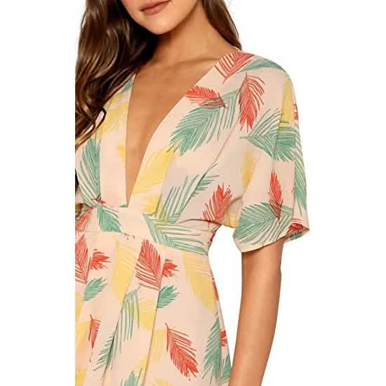 Women's Ditsy Floral Plunge Neck Knot Front A Line Short Dress Women's Dresses - DailySale