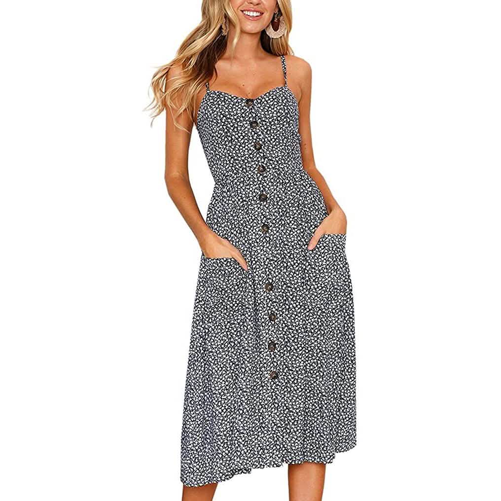 Women's Dresses Summer Casual Spaghetti Strap Women's Clothing Blue S - DailySale