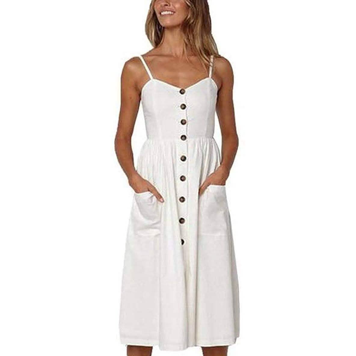 Women's Dresses Summer Casual Spaghetti Strap Women's Clothing Off White S - DailySale