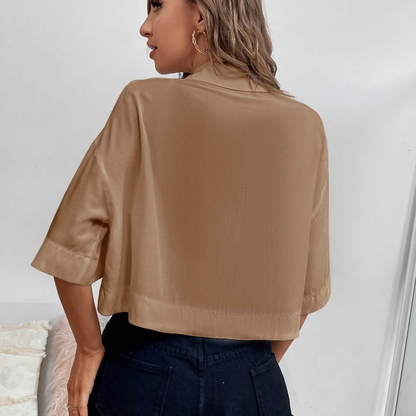 Women's Drop Shoulder Patch Pocket Shirt Women's Tops - DailySale