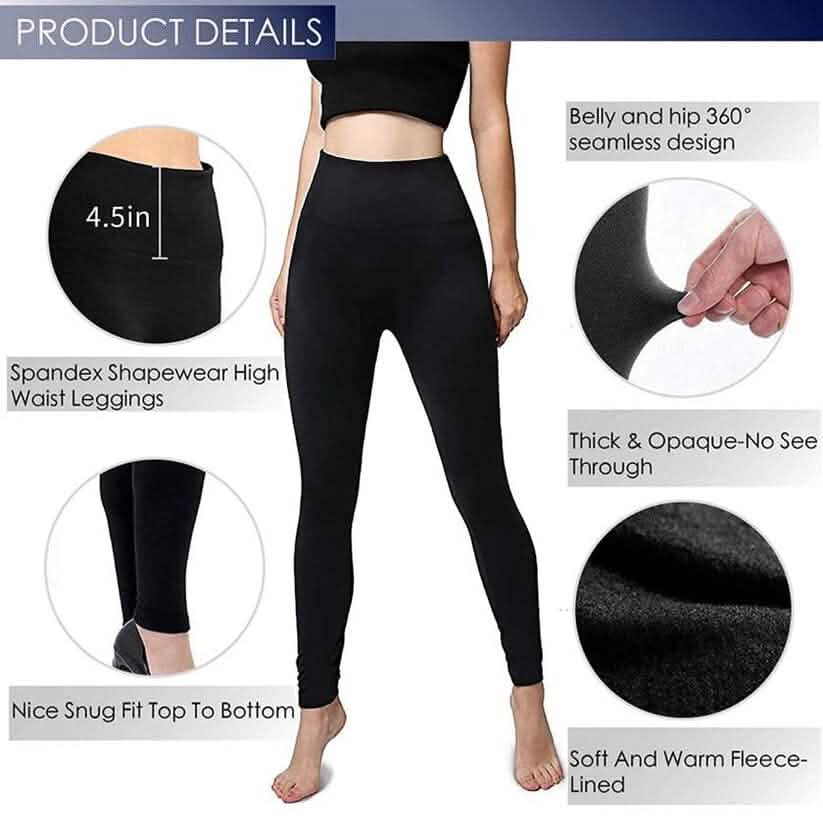 Women’s Extra 220g Fleece Leggings High Waist Stretchy Warm Leggings (One Size) Women's Bottoms - DailySale