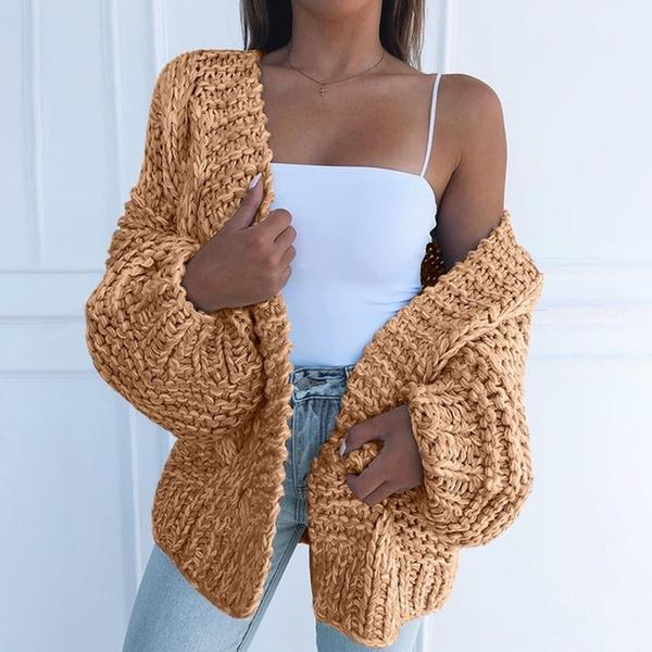 Women's Fashion Cable Knit Cardigan Women's Outerwear Yellow S - DailySale