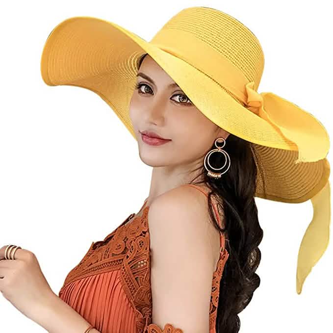 Women's Floppy Wide Brim Beach Hat Women's Shoes & Accessories Yellow - DailySale