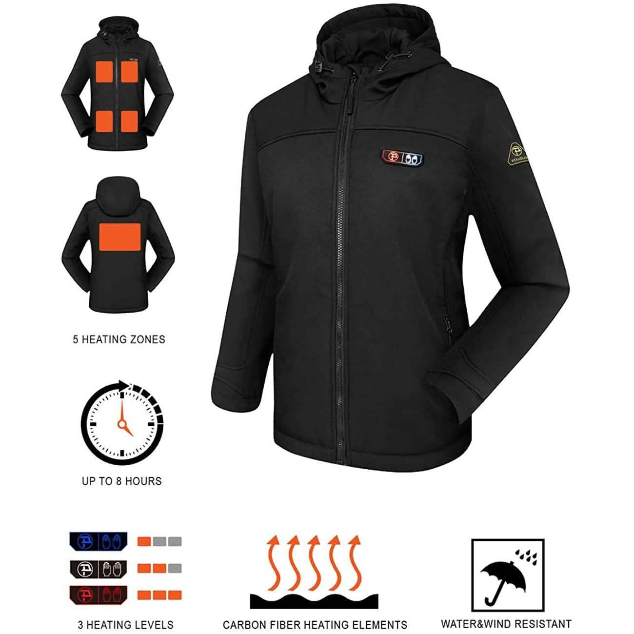 Women’s Heated Jacket Soft Shell with Hand Warmer Women's Clothing - DailySale