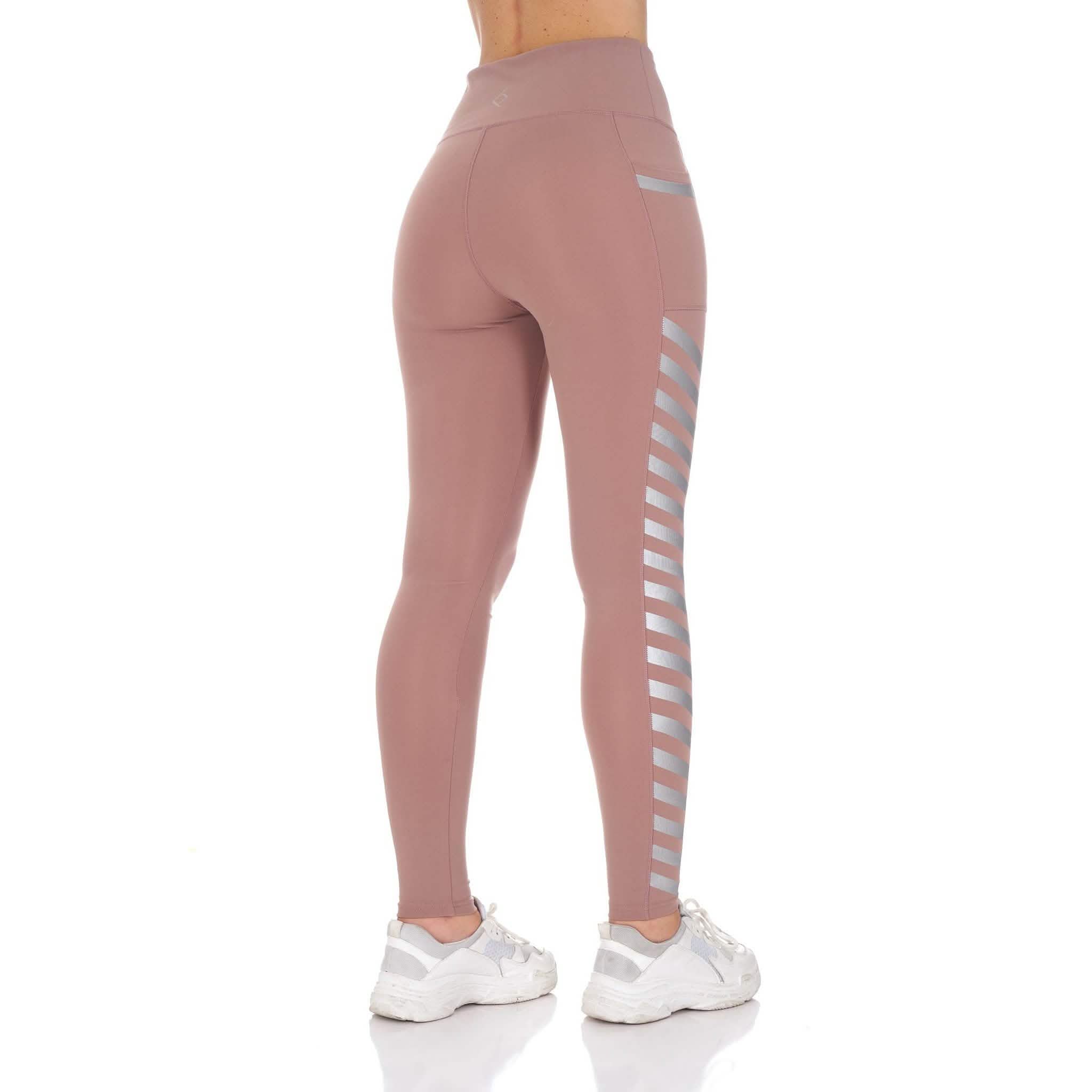Women's High Waist Active Leggings with Pocket and Foil Detail Women's Clothing - DailySale