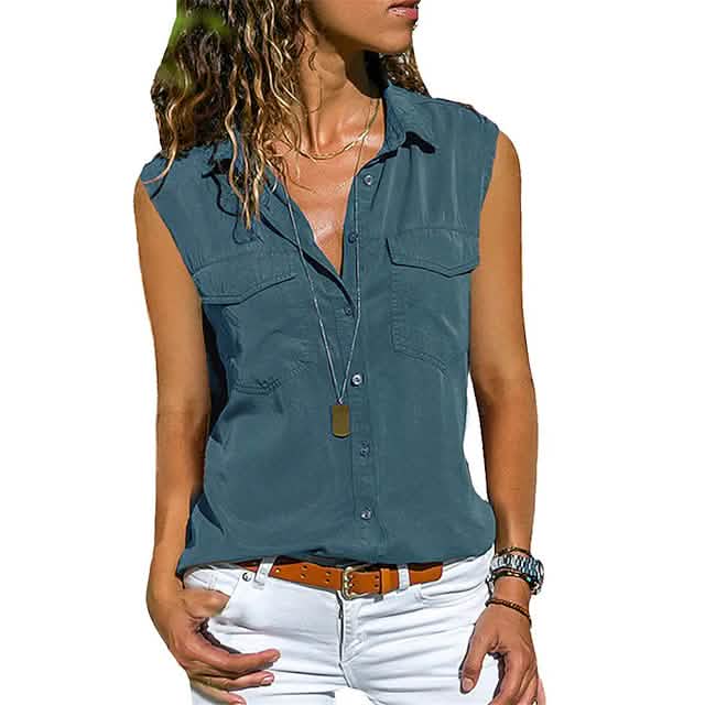 Women's Hiking Vest Sleeveless Top Women's Tops Denim Blue S - DailySale