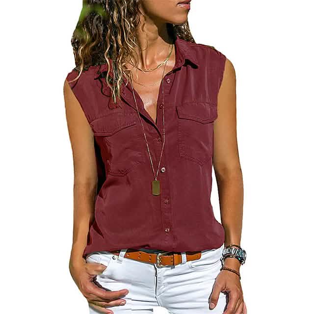 Women's Hiking Vest Sleeveless Top Women's Tops Wine S - DailySale