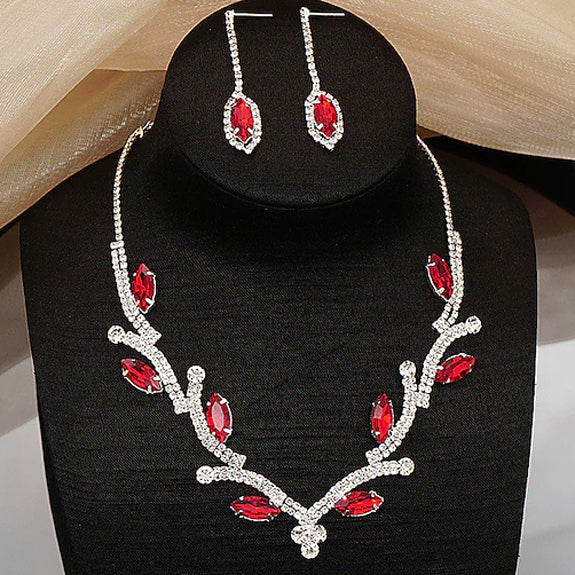 Women's Hoop Earrings and Necklace Necklaces Burgundy - DailySale
