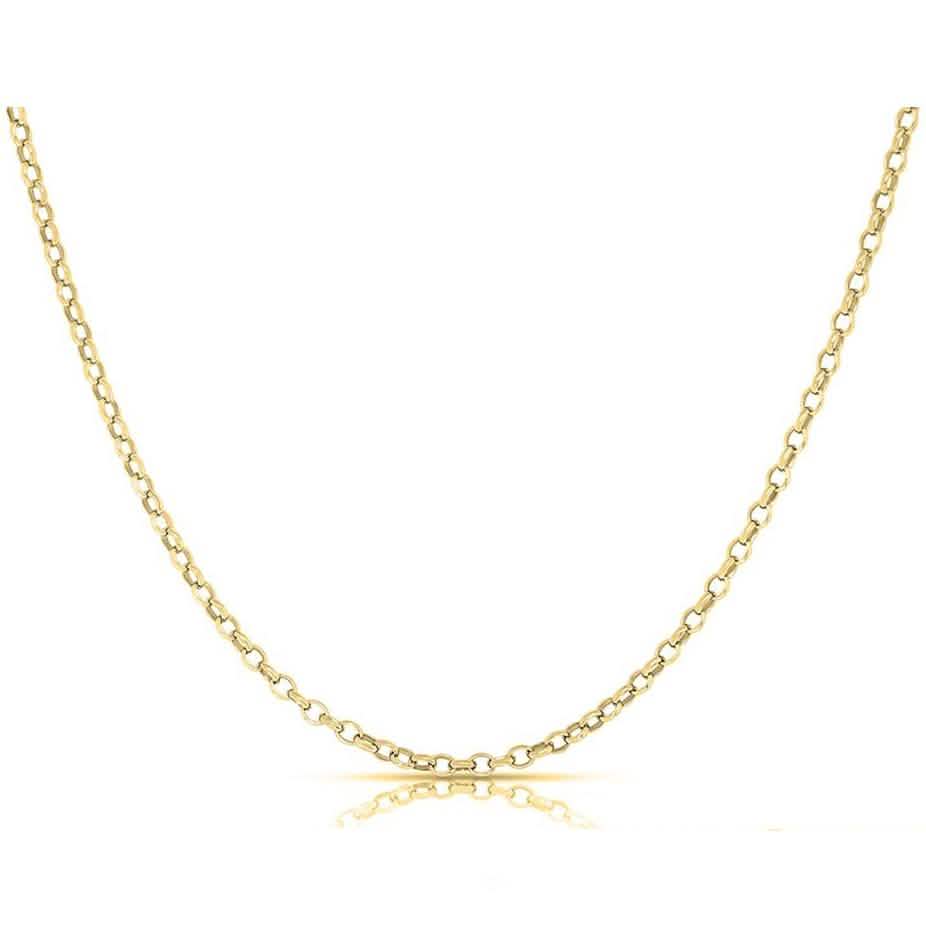 Women's Italian Rolo Link Chain in Solid Sterling Silver Jewelry Gold 16 - DailySale