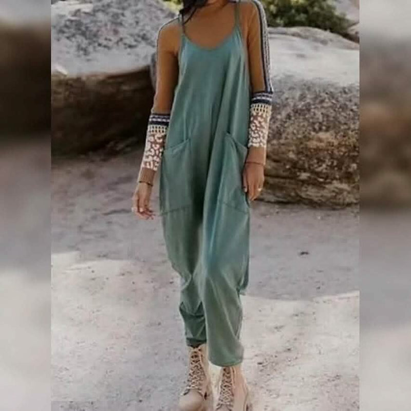 Women's Jumpsuit Maternity Solid Color V Neck Regular Fit Sleeveless Women's Tops Blue Green S - DailySale