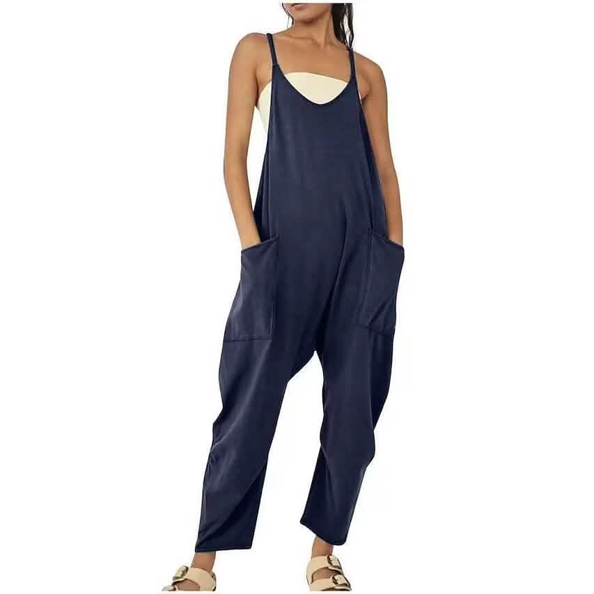 Women's Jumpsuit Maternity Solid Color V Neck Regular Fit Sleeveless Women's Tops Dark Blue S - DailySale