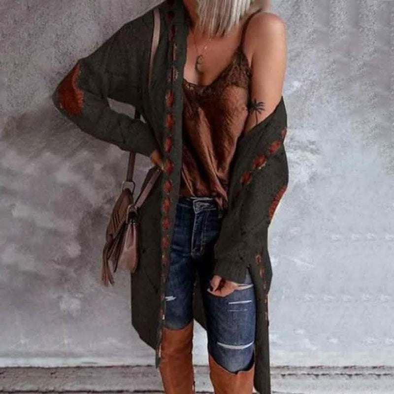 Women's Knitted Color Block Hooded Cardigan Sweater Women's Outerwear Black S - DailySale