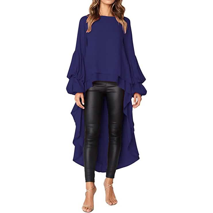 Women's Lantern Long Sleeve Casual Top Women's Tops Blue S - DailySale