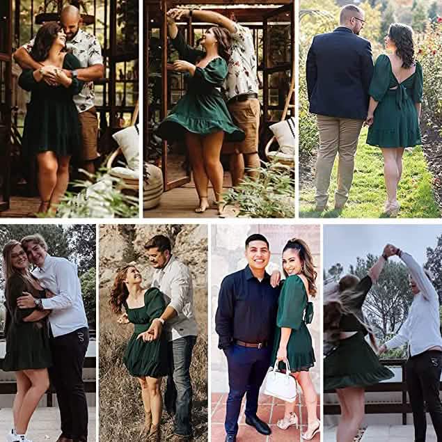 Women's Lantern Sleeve Tie Back Mini Dress Women's Dresses - DailySale