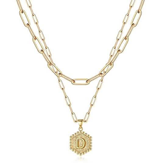 Women's Layered Initial Necklace Letter Pendant Necklaces D - DailySale