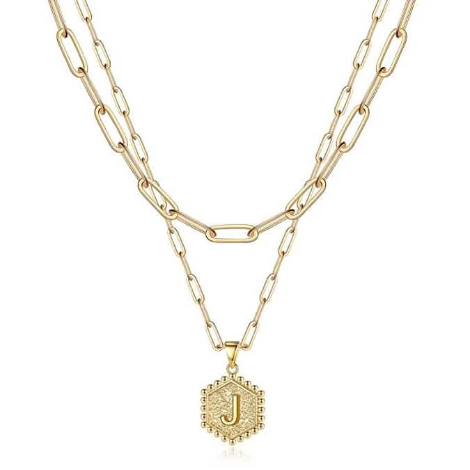 Women's Layered Initial Necklace Letter Pendant Necklaces J - DailySale