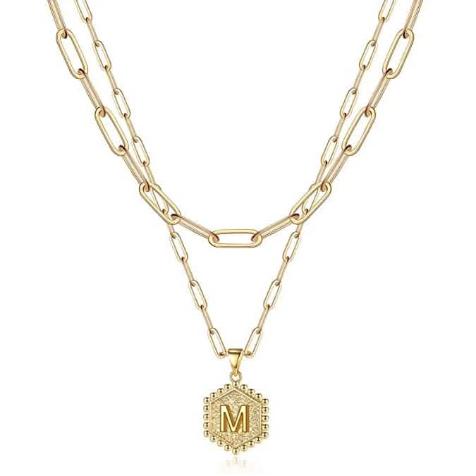 Women's Layered Initial Necklace Letter Pendant Necklaces M - DailySale
