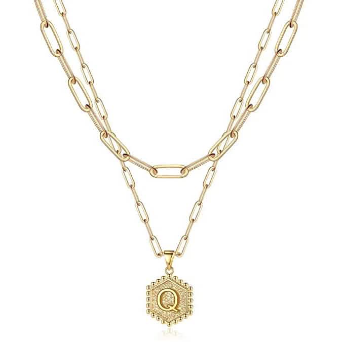 Women's Layered Initial Necklace Letter Pendant Necklaces Q - DailySale