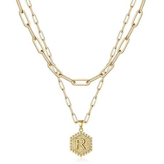 Women's Layered Initial Necklace Letter Pendant Necklaces R - DailySale