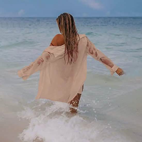 Women's Long Sleeve Beach Shirt Blouse Women's Tops - DailySale