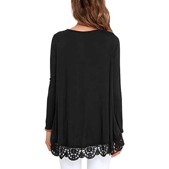 Women's Long Sleeve Lace Trim Blouse Women's Tops - DailySale