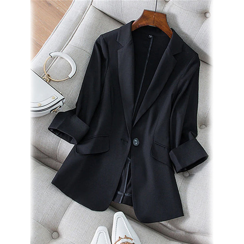 Women's Long Sleeve Pocket Casual Blazer Women's Outerwear Black S - DailySale