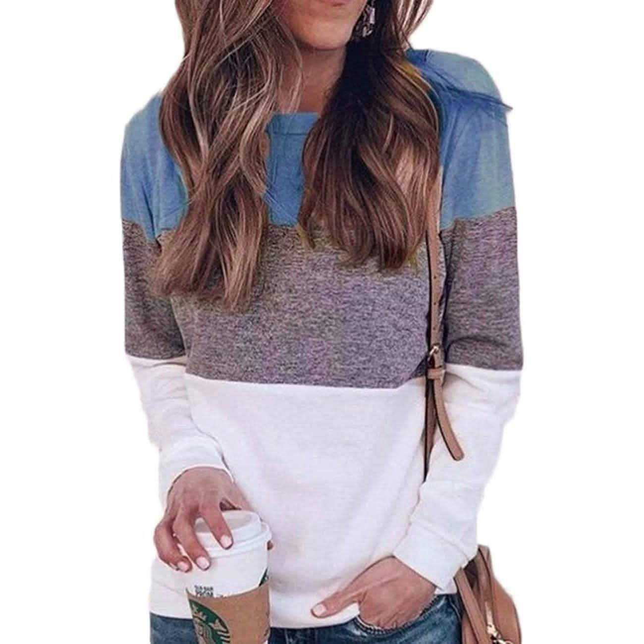 Women's Long Sleeve Pullover Tunic Women's Tops Blue S - DailySale