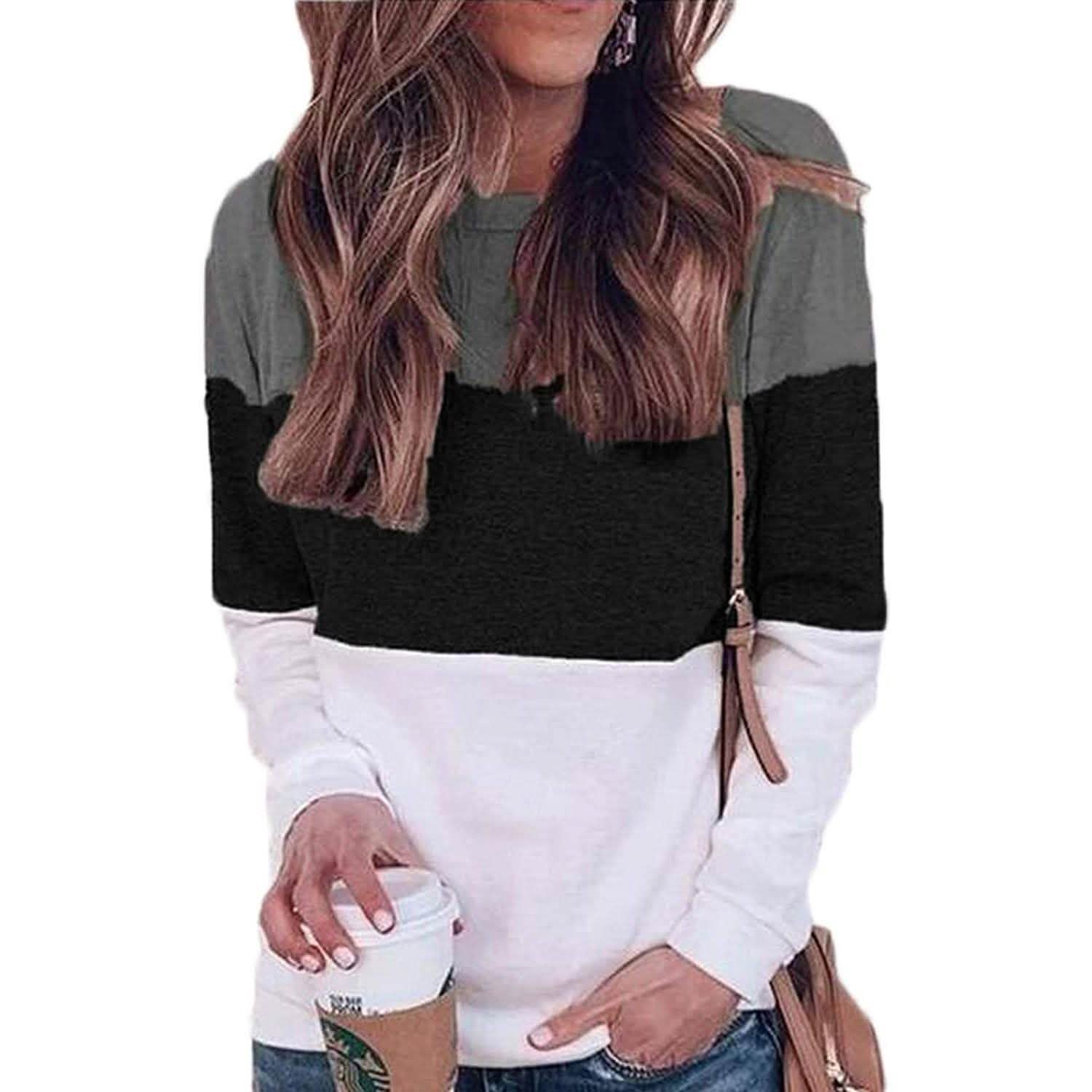Women's Long Sleeve Pullover Tunic Women's Tops Gray S - DailySale