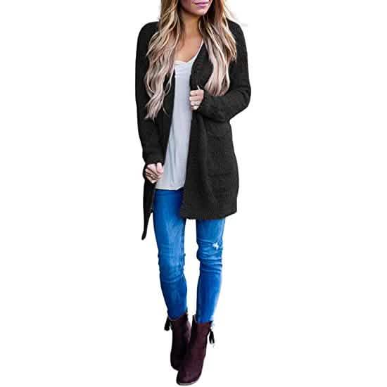Women's Long Sleeve Soft Chunky Knit Sweater Coat Women's Outerwear - DailySale