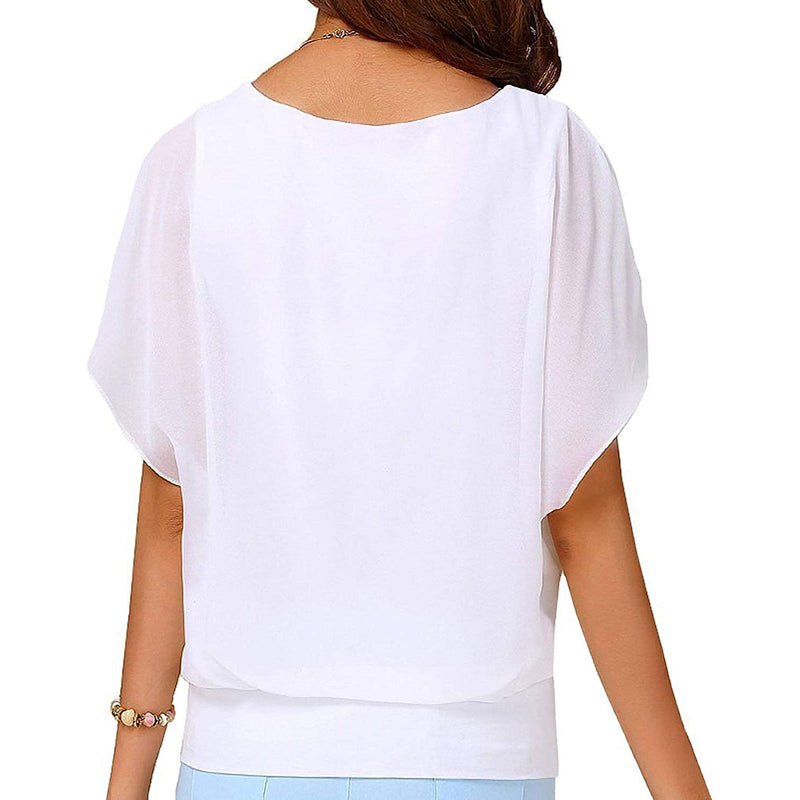 Women's Loose Casual Short Sleeve Chiffon Top T-Shirt Blouse