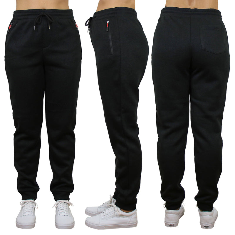 Women's Loose-Fit Marled Fleece Jogger Sweatpants With Zipper Pockets Women's Clothing S Black - DailySale