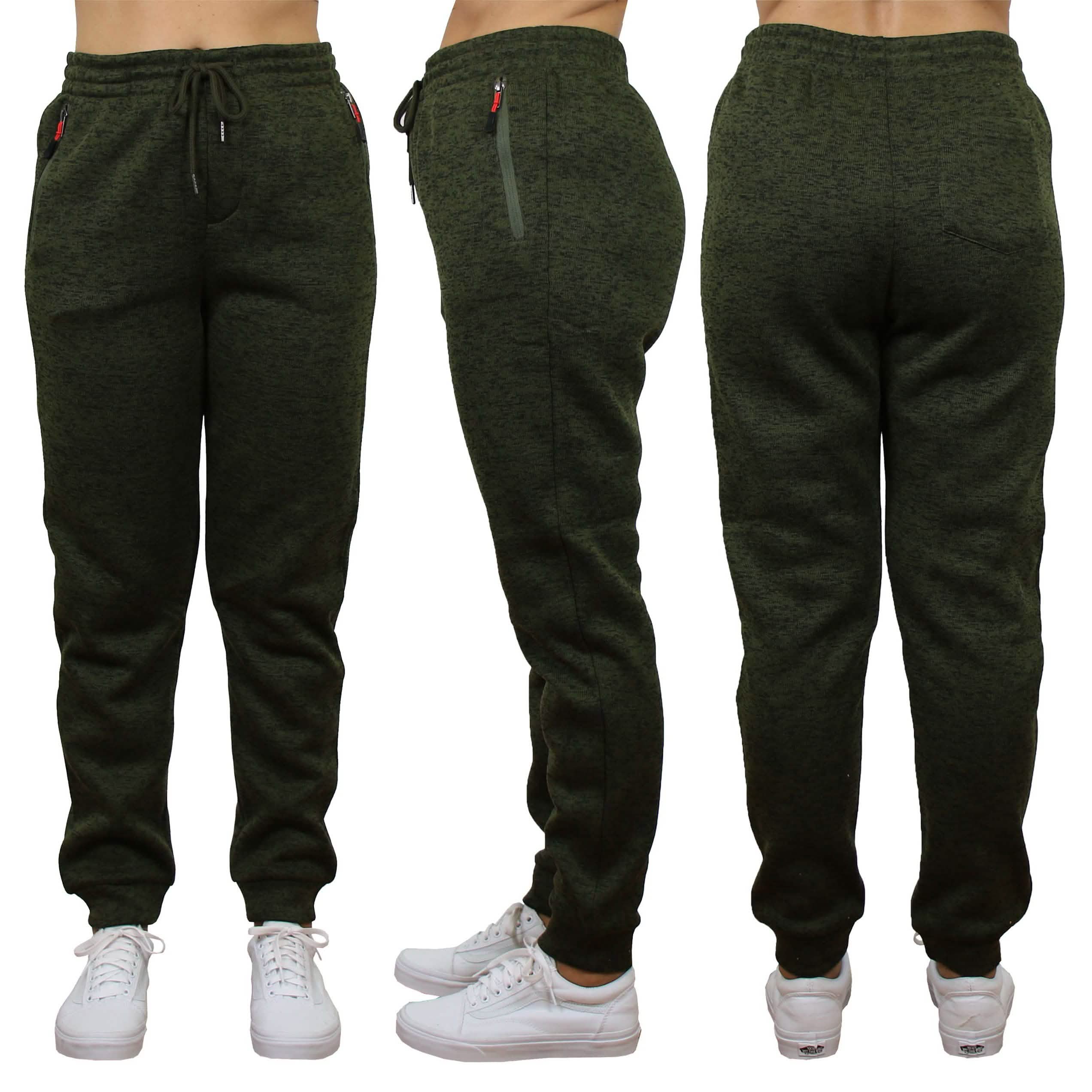 Women's Loose-Fit Marled Fleece Jogger Sweatpants With Zipper Pockets Women's Clothing S Green - DailySale