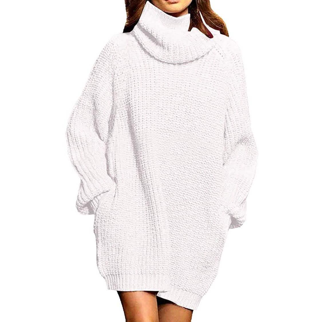 Women's Loose Turtleneck Oversize Long Pullover Sweater Dress Women's Loose Turtleneck Oversize Long Pullover Sweater Dress