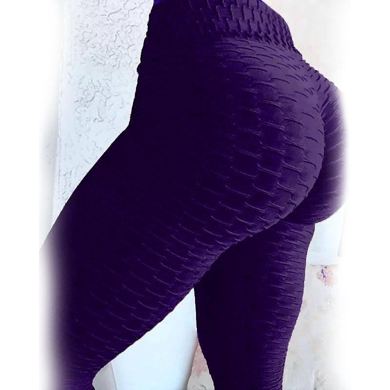 Women's Mid Waist Solid Colored Ruched Sports Yoga Normal Basic Legging Women's Clothing Purple S - DailySale
