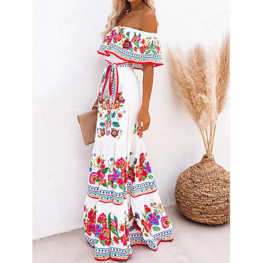 Women's Off Shoulder Print Dress Women's Dresses - DailySale