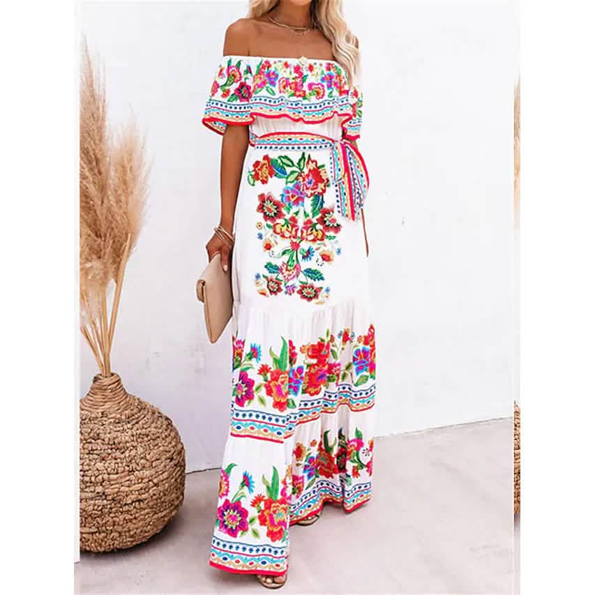 Women's Off Shoulder Print Dress Women's Dresses - DailySale