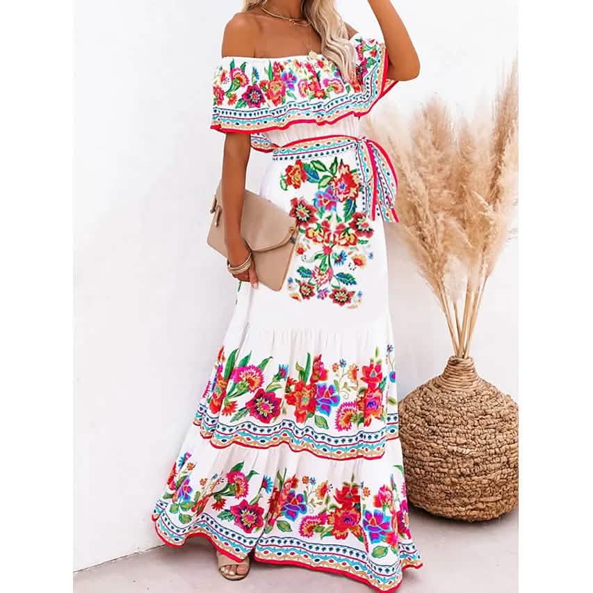 Women's Off Shoulder Print Dress Women's Dresses - DailySale