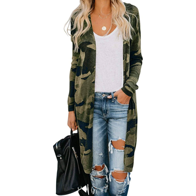 Women's  Open Front Printed Cardigans Sweaters Thin Coats Jackets Outerwear