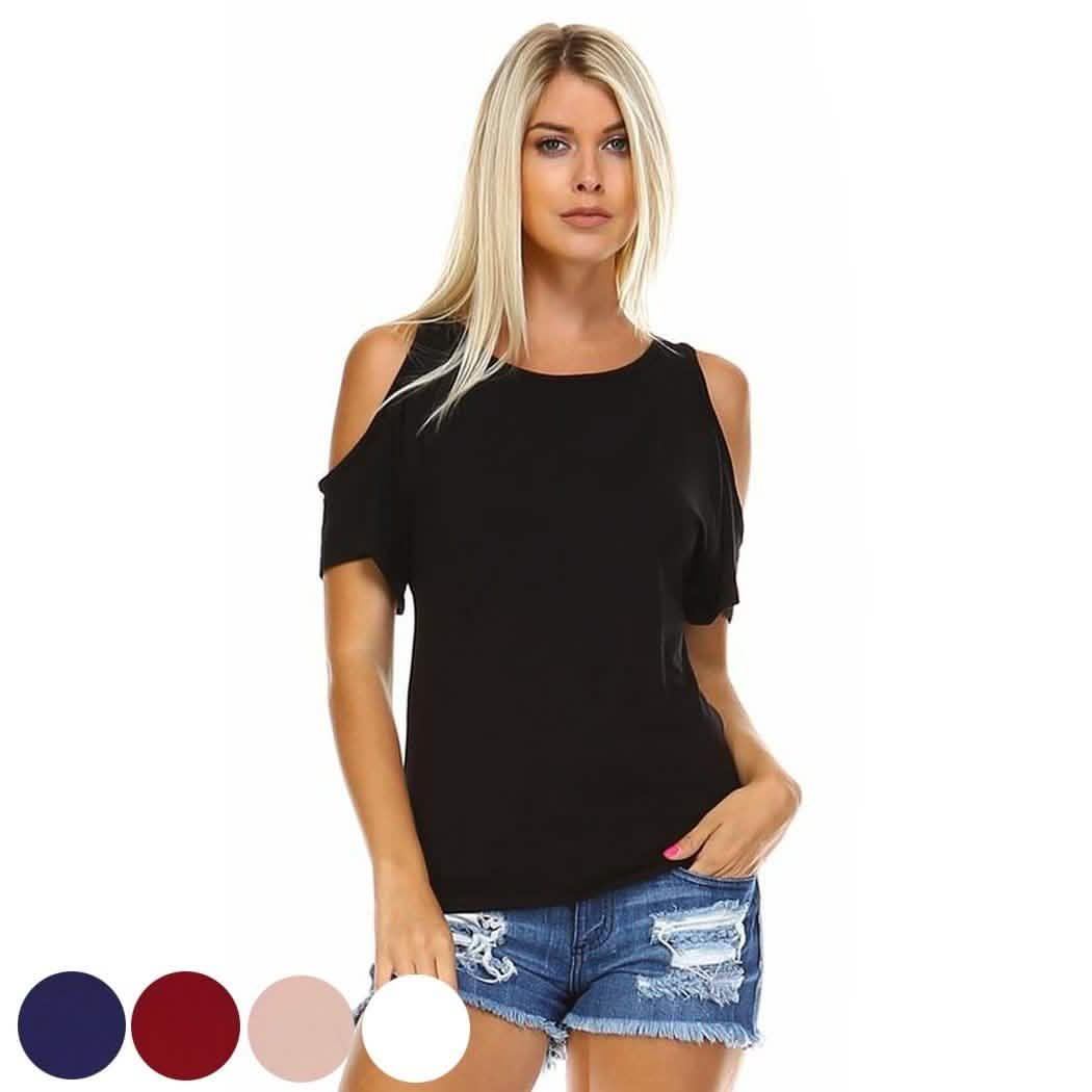 Women's Open-Shoulder Short Sleeve Top - Assorted Color and Sizes Women's Apparel - DailySale