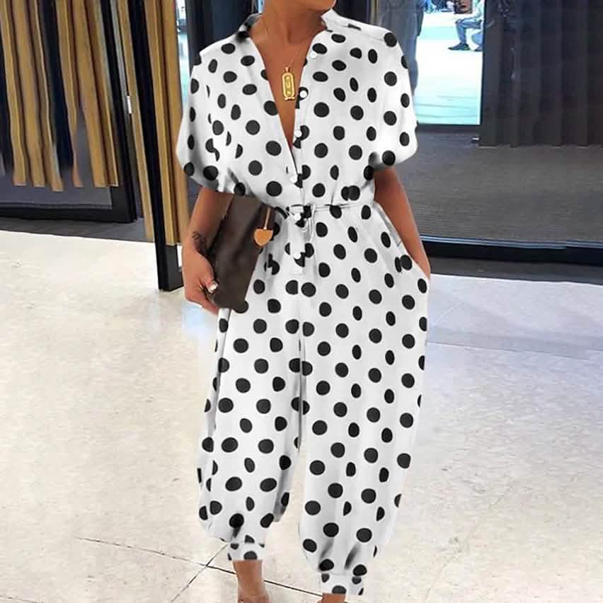 Women's Ordinary Deep V Jumpsuit Women's Dresses White S - DailySale