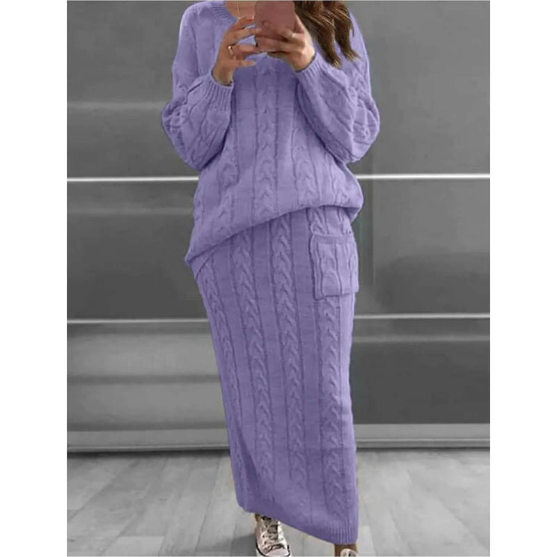 Women's Pocket Knitted Patchwork Solid Casual Long Sleeve Loose Sweater Women's Outerwear Purple S - DailySale
