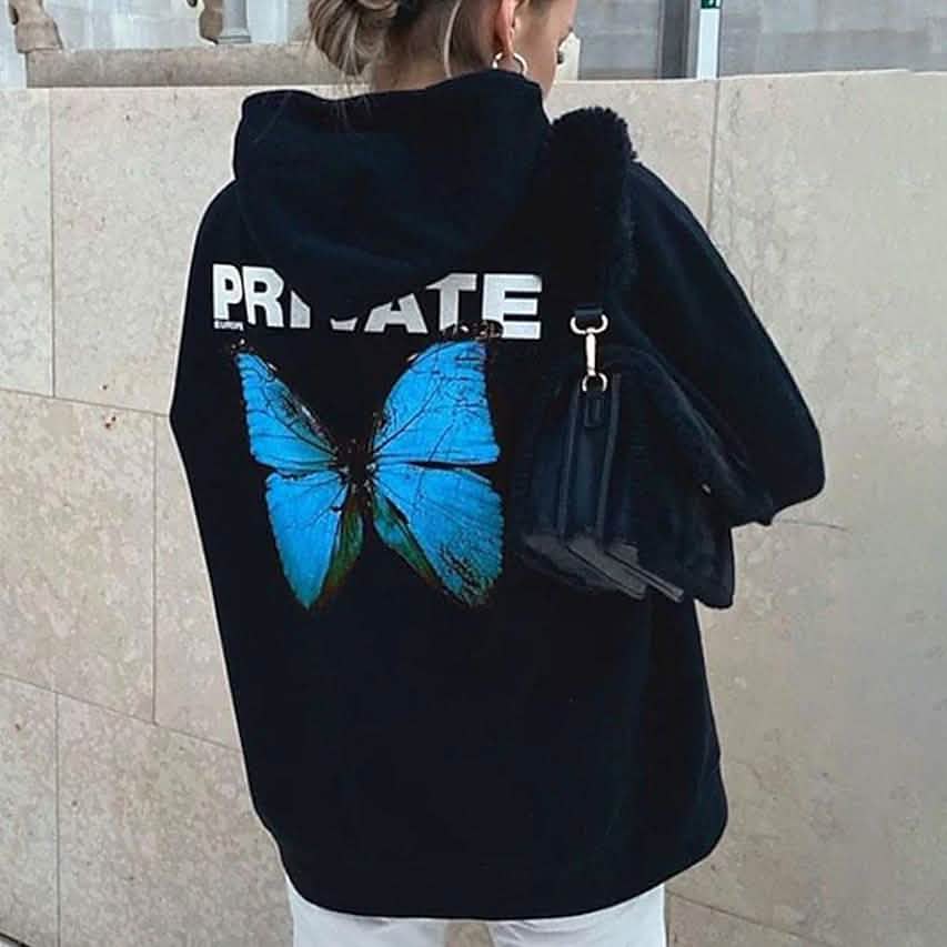 Women's Pullover Butterfly Text Lip Print Hoodies Women's Outerwear S - DailySale
