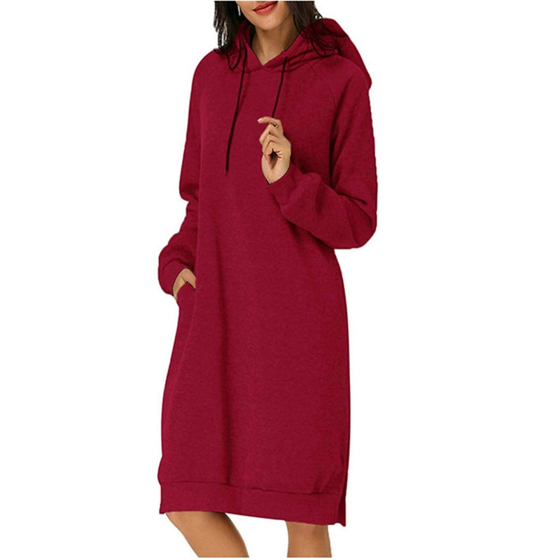 Womens Pullover Hoodie Dress Women's Dresses Red S - DailySale