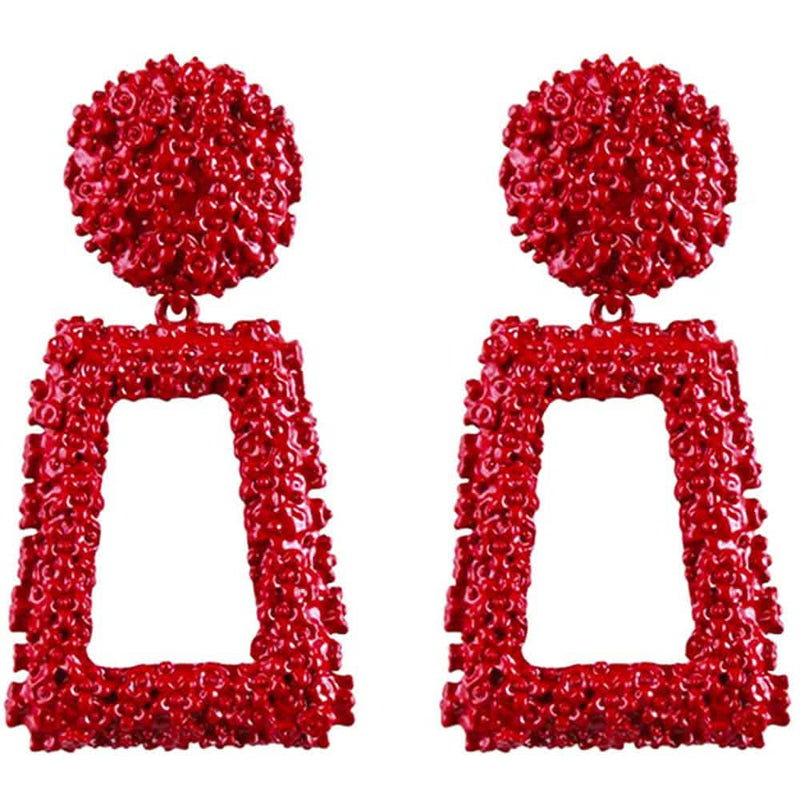 Women's Rectangular Geometric Drop Earrings Earrings Red - DailySale